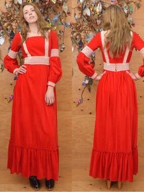 Vintage handmade prairie style maxi dress 60s hippie
